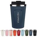 AQUAPHILE Reusable Coffee Cup, Coffee Travel Mug with Leak-proof Lid, Thermal Mug Double Walled Insulated Cup, Stainless Steel Portable Coffee Tumbler, for Hot and Cold Drinks(Navy Blue, 12 oz)