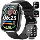 Smart Watch for Men Women with Bluetooth Call, 1.96" DIY Dial Fitness Tracker with Heart Rate Sleep Monitor Multi-Sports Modes IP68 Waterproof Smartwatch for Android iOS Phone(Black)