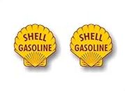 2 Vintage MDL# SHELGAS04 Round 4" Antique Gas Station Decals for Garage Service Station Gasoline Pump Sign Stickers ((2) 4'' Decals)