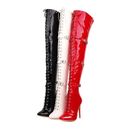 Women's PU high heel knee boots 15CM shoes in autumn and winter