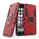 Compatible with iPhone 6 6S Case, Metal Ring Grip Kickstand Shockproof Hard Bumper Shell (Works with Magnetic Car Mount) Dual Layer Rugged Cover for Apple iPhone 6, iPhone 6S (Red)