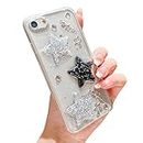 leobray Compatible with iPhone 6/6s Case for Women Girls,Cute 3D Stars Design Crystal Pearl Glitter Bling Case Sparkle Sparkly Slim Soft TPU Protective Cover for iPhone 6/6s
