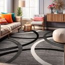 Rugshop Area Rugs Modern Wavy Circles Design Kitchen Carpet Rugs for Living Room