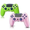 OUBANG 2 Pack Controllers for PS4 Controller, Pink Remote Work for Playstation 4 Controller Wireless, Pa4 control with Controller Joystick for PS4/Pro/Slim Gift Men Women Green