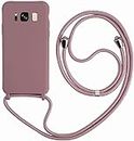 xingting EU Compatible for Samsung Galaxy S8 case,Silicone Cover Adjustable Length Lanyard-StylishMobile Phone Cover Neck Strap-Rose Gold