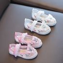 Enfants Fille Maille Chaussures Ruche Bord 3D Papillon Perle Broder Floral Hanfu