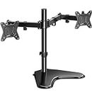HUANUO Dual Monitor Stand, Monitor Stands for 2 Monitors Desk Mount for 13 to 32 inches Computer Screen, Heavy Duty Fully Adjustable Dual Monitor Arm Vesa Mount Fits up to 17.6lbs per Arm