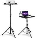 DECOSIS Projector Stand with Enlarged Tray (20"x16"), Laptop Tripod Stand Adjustable From 22" to 46.5" with Gooseneck Phone Holder for Office, Home, Stage, Studio, DJ Racks Musical Instruments