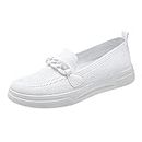hengfeny Loafers for Women, Womens Loafers Classic Comfortable Walking Flats Shoes Slip On Sneakers, White, 8
