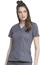 Dickies Women's Genflex Junior-fit V-neck Scrub Shirt, Light Pewter, Large