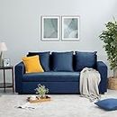 Wakefit Sofa Set for Living Room | 1 Year Warranty | Sofa, 3 Seater Sofa, Sofa Set, Wooden Sofa Set for Living Room, Couch Sofa for Living Room, - Solatio (Fabric, Dark Blue), 3-Person Sofa