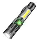 Dotcom Magnetic Flashlights, USB Rechargeable Flashlight, Portable Ultra Brightest Handheld LED Tactical Flashlights with COB Work Light, IP65 Water Resistant, Zoomable for Indoor Outdoor Use