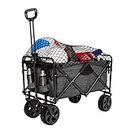 MacSports XL Heavy Duty Collapsible Outdoor Folding Camping Gear Grocery Cart Portable Lightweight Utility Adjustable Rolling Cart All Terrain Sports Beach Wagon with Cargo Net
