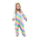 Soft Unicorn Onesie Costume for Girls Unicorn Gifts (Bright Rainbow, 5-6 Years)