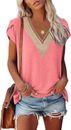 Womens Tops Short Sleeve Shirts Summer Clothes V Neck Tshirts Dressy Casual Blou
