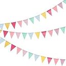 36 Flags 39.5ft Bunting Banner, Multicolour Outdoor Waterproof Triangle Flags Imitated Linen Burlap Bunting Supply for Wedding Birthday Party Home Festival Decoration