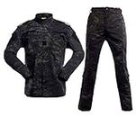 LANBAOSI Conjunto de chaqueta táctica y pantalones de combate para hombre Camo Woodland Hunting ACU Uniforme militar