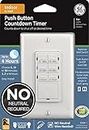 GE Push Button Digital Countdown Timer Switch, NO Neutral Wire Required, 5-15-30 Minute and 1-2-4 Hour Presets, On/Off, for Lights, Exhaust Fans, and Heaters, Décor Wall Plate Included, 15318, White