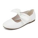DREAM PAIRS Flower Girls Dress Shoes Mary Jane Ballerina Flats Shoes,Toddler/Little/Big Kids,Angie-5,White,Size 1