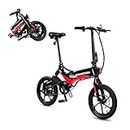 Swagtron Swagcycle EB-7 Elite Folding Electric Bike with Removable Battery and Rear Suspension, Red/Black, 16" Wheels