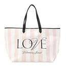 Victoria's Secret Love Pink Stripe Weekender Tote Bag (Pink Stripe Love)
