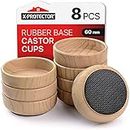 Rubber Base Castor Cups 8 PCS Ø60mm X-Protector – Furniture Castors with Non-Slip Base – Floor Protectors for Chair & Sofa Legs – Prevent Scratches with Our Furniture Coasters & Bed Wheel Stoppers!