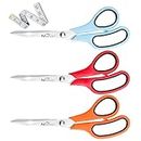 Magnificent Scissors with 12-Month Warranty & Soft Tape Measure [Pack 4] 3 Pcs 8" Multi-Purpose Heavy Duty Scissors TPR Soft Grip Handles for School Office Supplies Art Craft Fabric Home & Kitchen