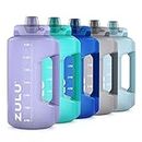ZULU Goals Grande bouteille d'eau en carafe de 1,8 l avec marqueur de temps motivant, bec verseur recouvert et poignée de transport, 1,8 l, violet tropical, 1,8 l