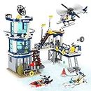 NEWABWN City Police Station STEM Building Sets, Compatible with Military Helicopter Airplane,Boats Ship, Swat Team,Building Kit for Kids, 565 PCS Best Gift for 6-10 Boys