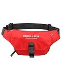 World Star Polyester PU Waist Pack Travel Handy Hiking Zip Pouch Document Money Phone Belt Sport Bag for Men and Women and Adult | Red | SHARKK WAORLD SATR Waist Bag (RED)