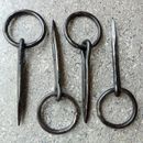 4 Pc Antique Wrought Iron Tethering Ring on Pin Game Hook Blacksmith Hardware