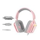 LOOM TREE® Led Colorful Over Ear Gaming Headset Headphones with Mic Pink 3.5Mm | Laptop & Desktop Accessories | Headsets