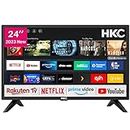 HKC NHV24H3 Fernseher 24 Zoll (60 cm) Smart TV mit Netflix, Prime Video, Rakuten TV, DAZN, Disney+, YouTube, UVM, WiFi, Triple-Tuner DVB-T2 / S2 / C
