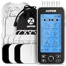 AUVON 4 Outputs TENS Unit EMS Muscle Stimulator Machine for Pain Relief Therapy with 24 Modes Electric Pulse Massager, 2" and 2"x4" Electrodes Pads (Black)