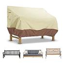 Patio Sofa Cover Loveseat, 210D Waterproof Outdoor Sofa Covers Lawn Anti-UV Furniture Protective Cover with Handles and Bag (Beige&brown, Small 58" L)