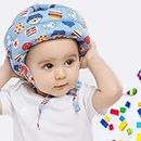 DUMMY Baby Infant Toddler Helmet, No Bump Safety Head Cushion Bumper Bonnet Adjustable Protective Multi Printed Cap Child Safety Headguard Hat for Running Walking Crawling Safety Helmet for Kid (Blue)