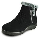 kozi Canada Women Casual Ankle Bootie Winter Boot NINA-1 Fur Boot with Side Zipper Black Women Size 11