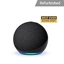 Certified Refurbished Echo Dot (5th Gen) | Smart speaker with Bigger sound, Motion Detection, Temperature Sensor, Alexa and Bluetooth| Black