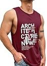 AUSK Men Vest || Gym Tshirt for Men || Sports Fitness Printed t Shirt for Mens (Color-Maroon)