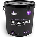 Gym Wipes by Wipex – Natural Fitness Equipment Cleaning with Lavender & Vinegar, 400 Count Bucket