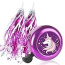 Kids Bike Bell with 2 Pcs Bike Streamers for Girls, Cute Children's Bicycle Accessories（Unicorn Bell+Tassels）
