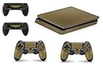 GNG PS4 Slim Console Metallic Gold Colour Skin Decal Vinal Sticker + 2 Controller Skins Set