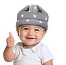 SHOPTOSHOP Baby Infant Toddler Helmet No Bump Safety Head Cushion Bumper Bonnet Adjustable Protective Cap Child Safety Headguard Hat for Running Walking Crawling Safety Helmet for Kid (Grey-Star)