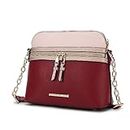 MKF Crossbody Bag for Women – PU Leather Pocketbook Handbag – Multi Pocket Messenger Purse, Shoulder Crossover, Karelyn Burgundy Red-rose Gold