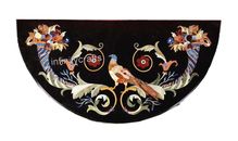 60 x 18 Inches Black Marble Console Table Top Pietra Dura Art Breakfast table
