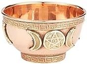 Copper Offering Bowl 3", Great for Altar use, Ritual use, Incense Burner, smudging Bowl, Decoration Bowl, offering Bowl - New Age Imports, Inc. (Triple Moon)