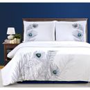 Superior Peacock 3-piece Embroidered Cotton Duvet Cover Set