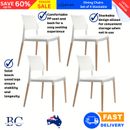 Artiss Set of 4 Wooden Stackable Dining Chairs White Modern Kitchen Cafe Seat
