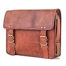 Berliner Bags Vintage Umhängetasche York XL, Messenger Bag mit Laptopfach für Damen Herren - Braun