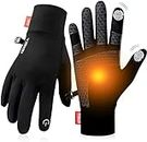 Warm Winter Gloves, Mens Womens Thermal Lightweight Anti-Slip Touchscreen Runing Driving Gloves, TM02BLACK,M